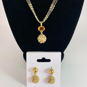 Liz & Co. Gold Layered Necklace & Earring Set